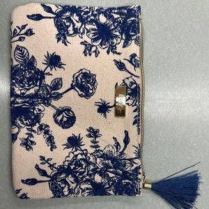 Floral Blue and Cream Clutch